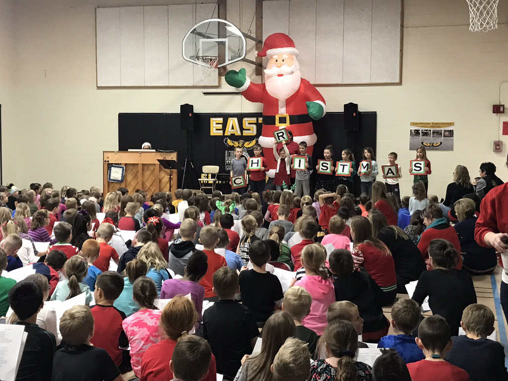 Getting in the holiday spirit @ MP East Elementary Christmas Carol Sing-a-Long! ❤️🎄🎅🏻#mphawks