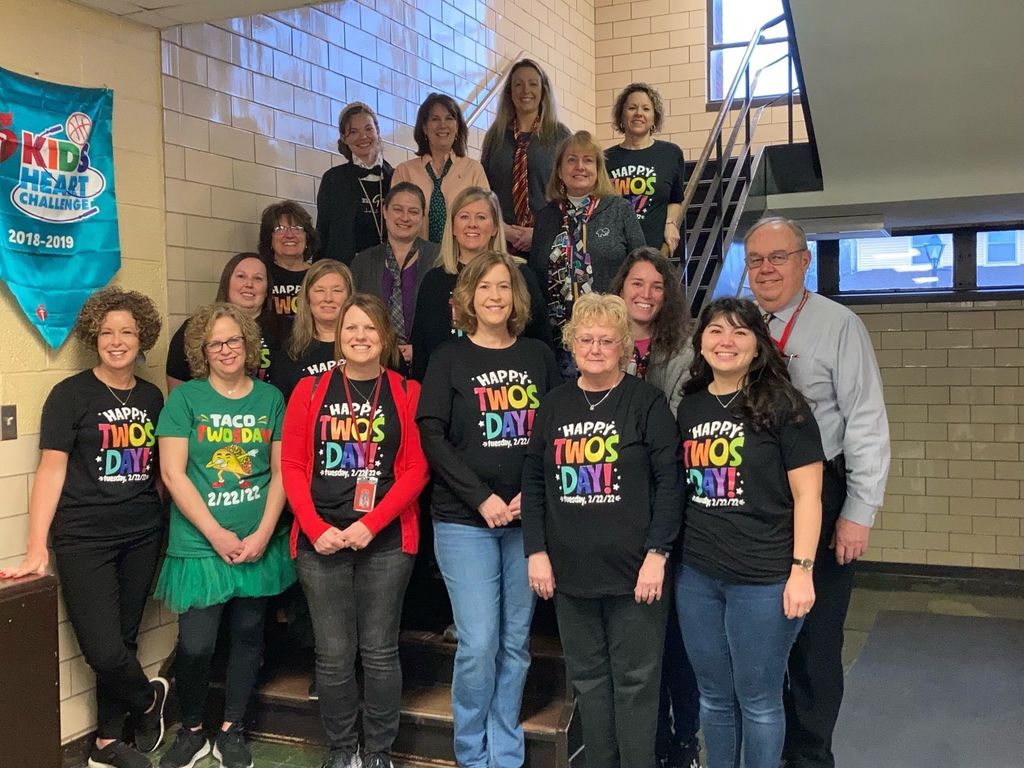 Staff in their Twosday t-shirts