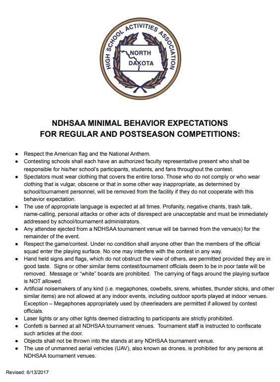 NDHSAA Minimum Behavior Expectations
