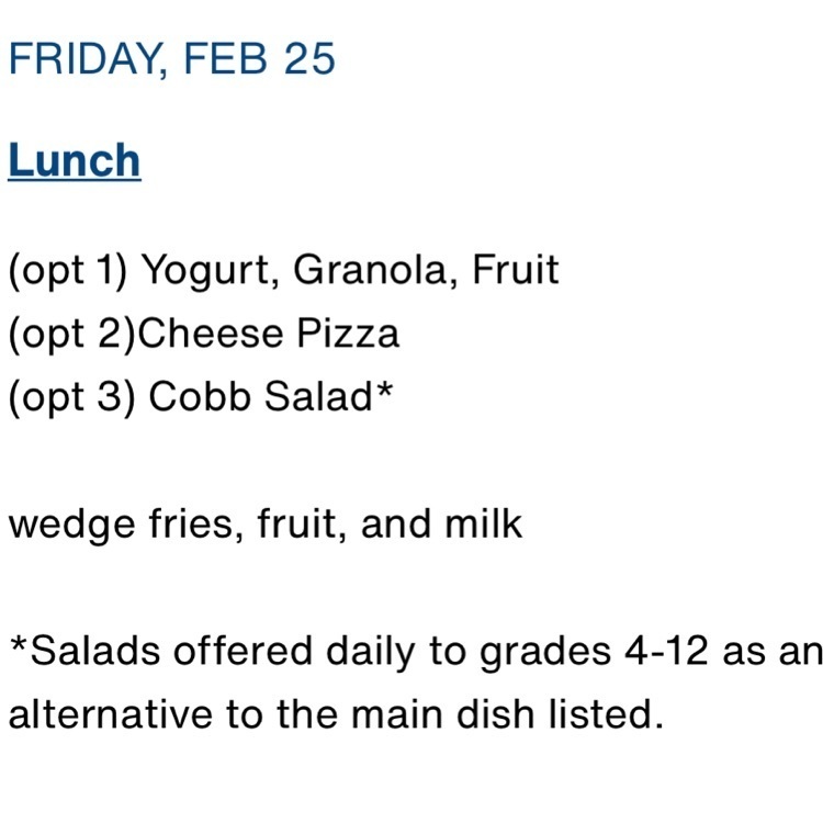 2-25 lunch menu
