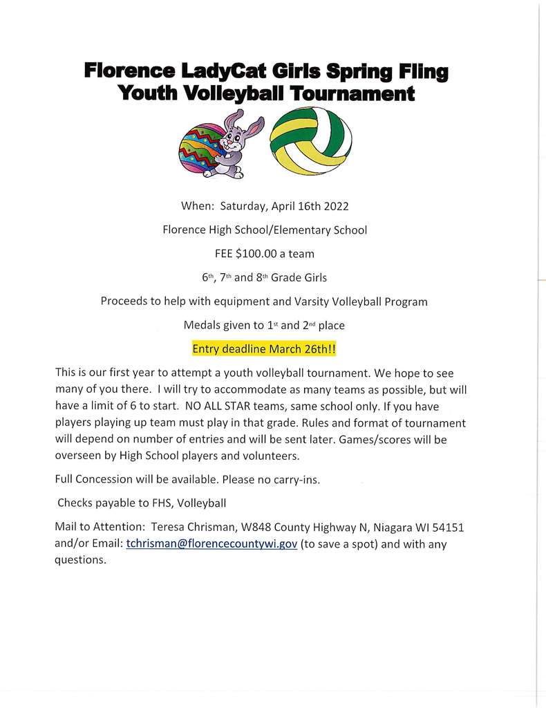 Florence Lady Cat Grils Spring Fling Youth Volleyball Tournament