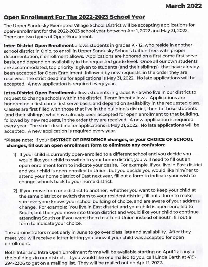 Open Enrollment Info