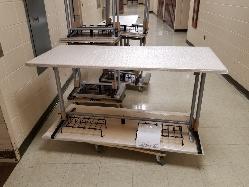 Two person science classroom desks 