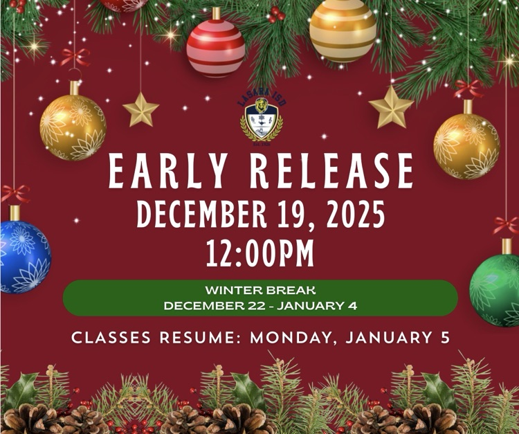 Early Release at 12:00pm on December 19th