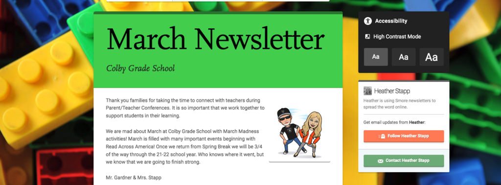 Colby Grade School March Newsletter available at the link in the feed.