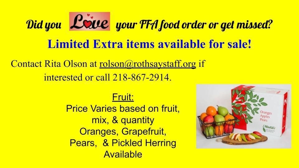 Extra FFA Fruit available