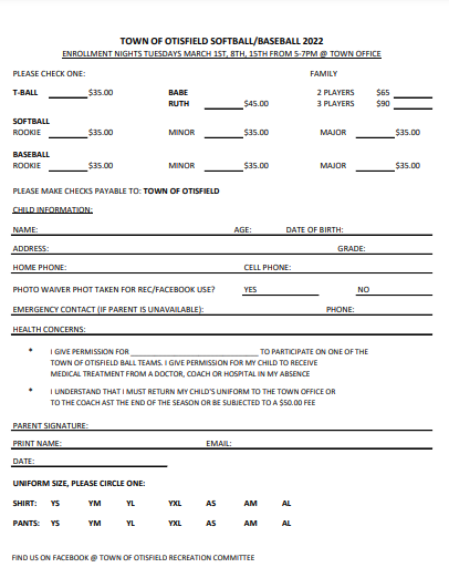 Town ball registration