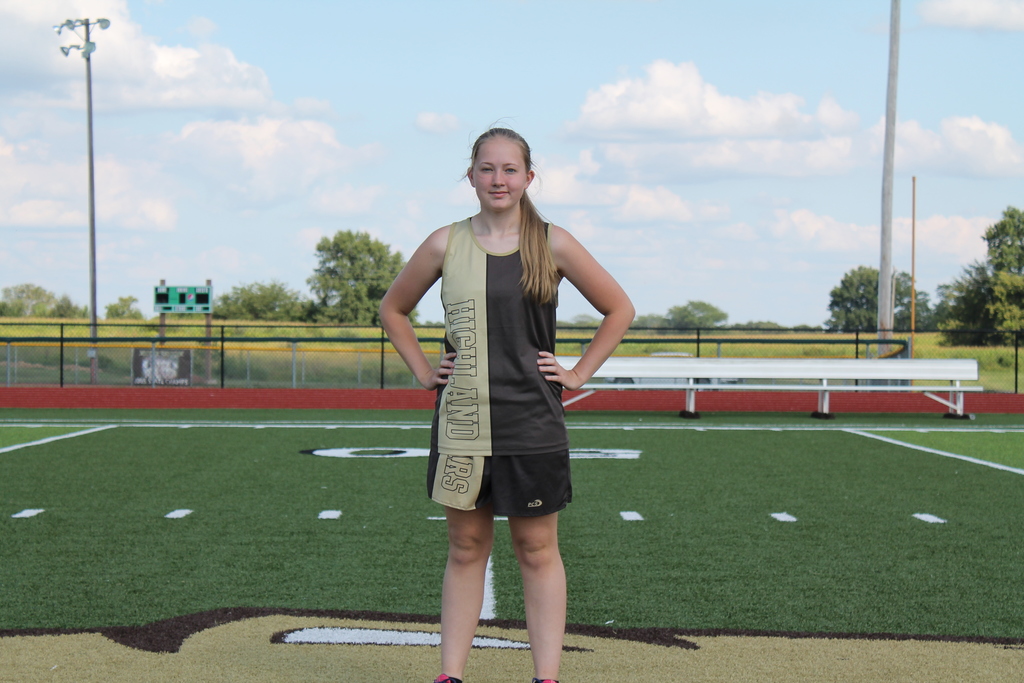 Photo of Senior Elizabeth Frisbie in her Highland Cross Country Uniform.