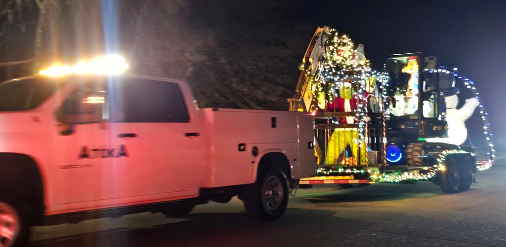 Grinch in cage Public Works truck
