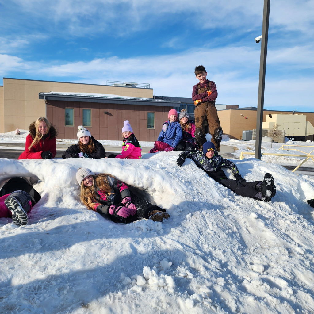 Kids on a snow pile