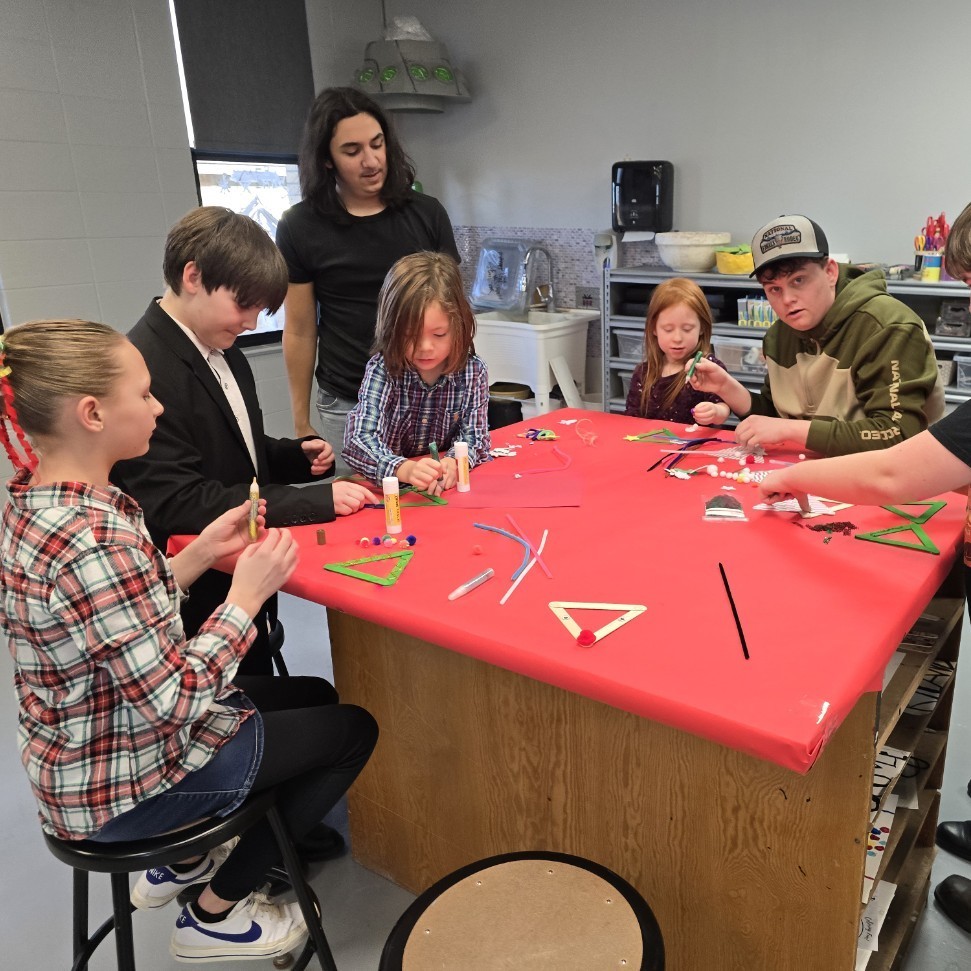 Creating their masterpieces.