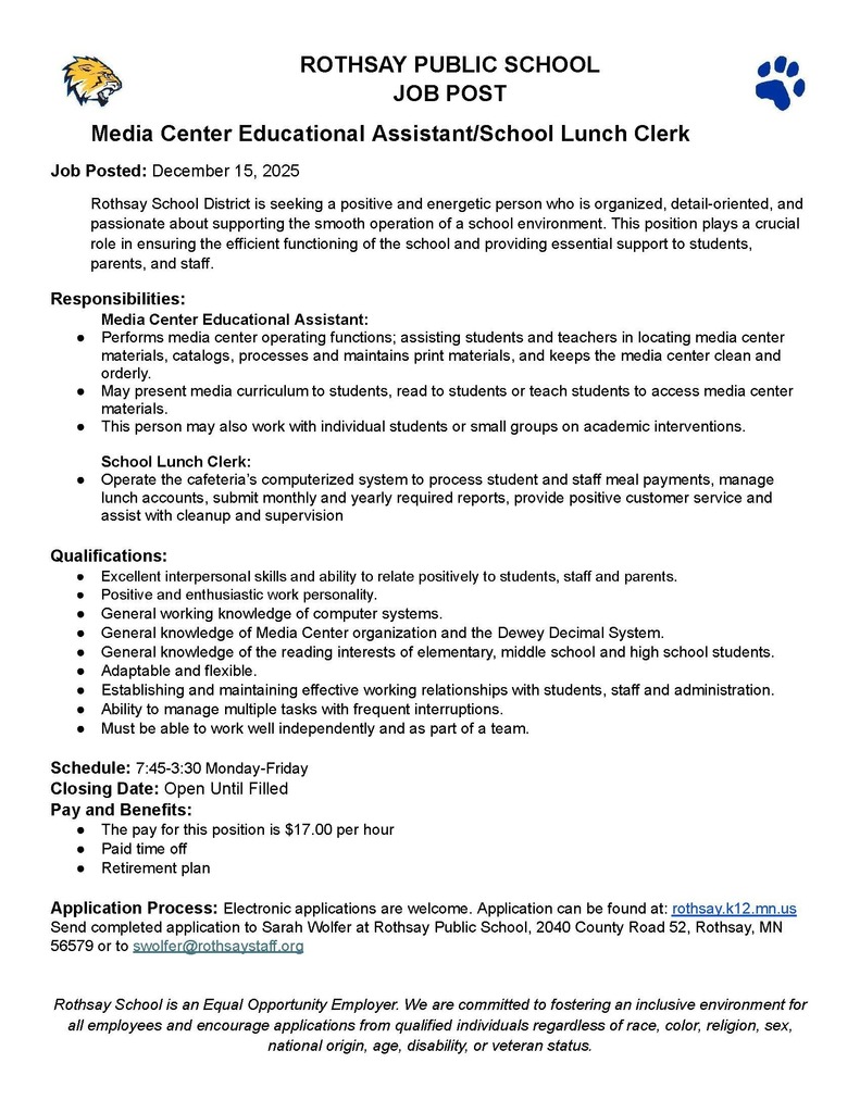 Media Center Job Description 