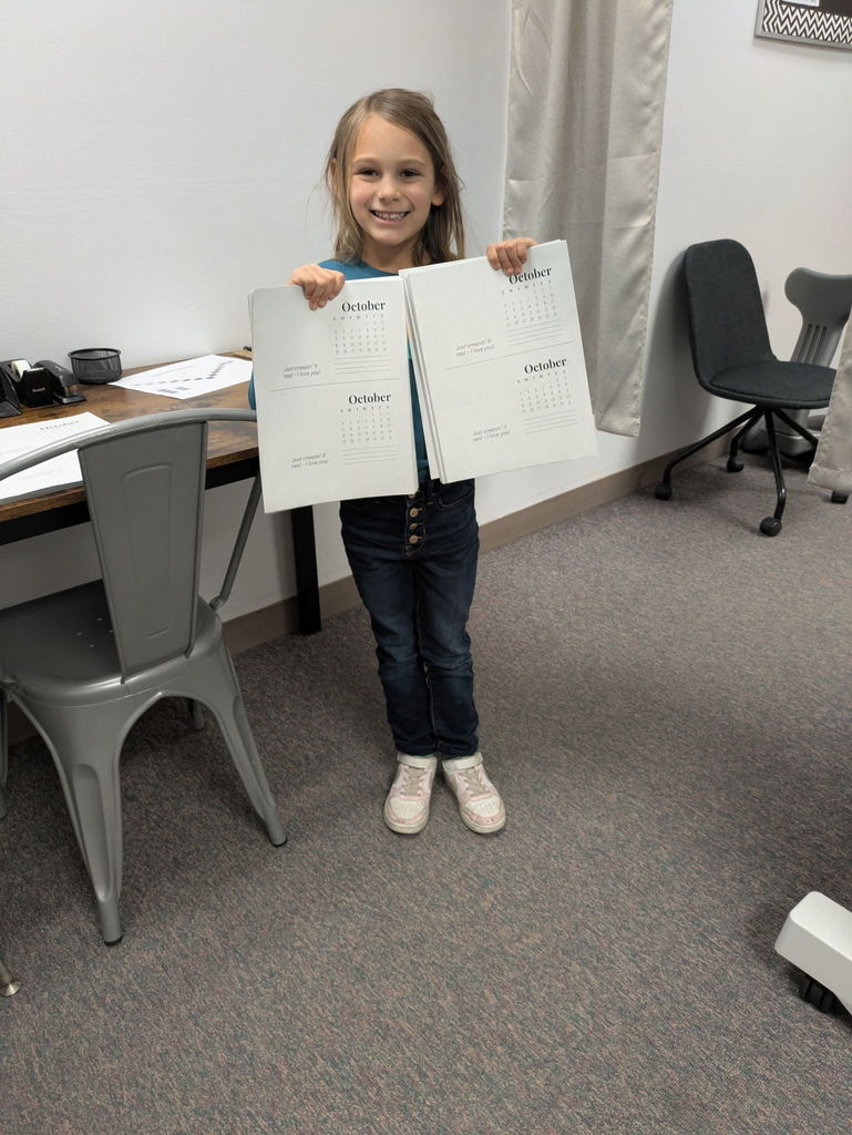 Student with the copies they made