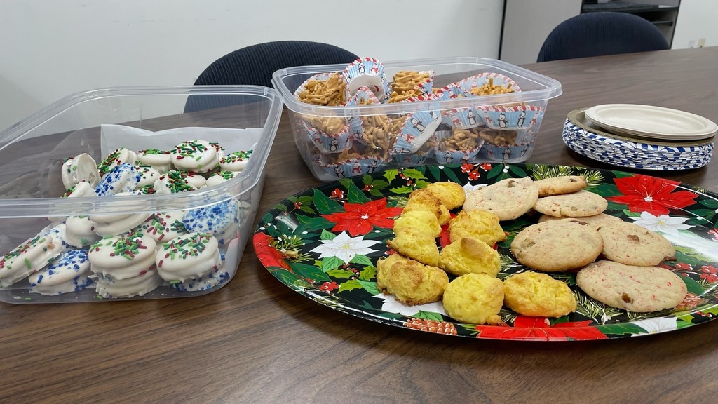 A tray with cookies and treats