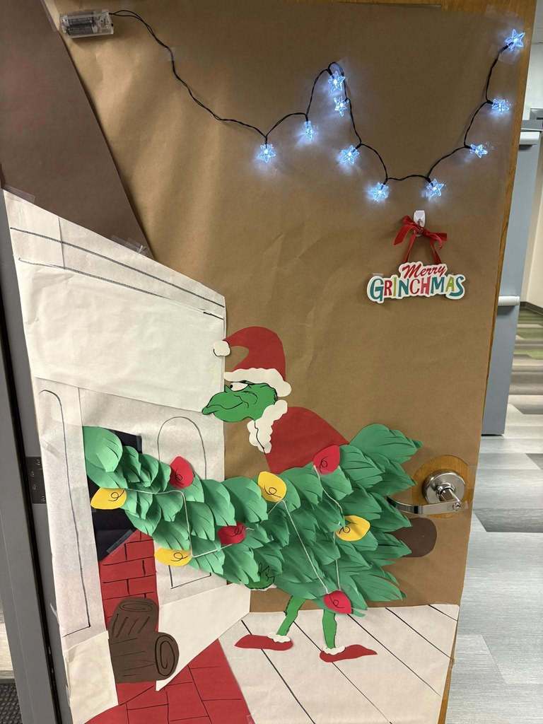 Door with Christmas decorations