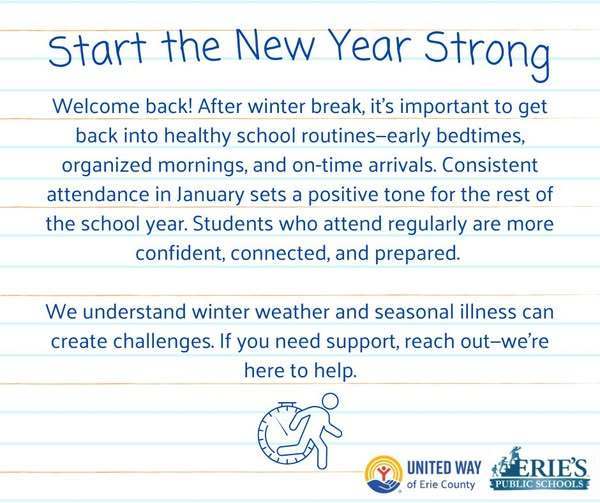 A post that encourages students to come to school and states that if the students need  support to reach out because the winter season can be tough. 