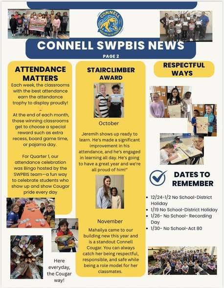 A second page flyer with Connell SWPBIS News.