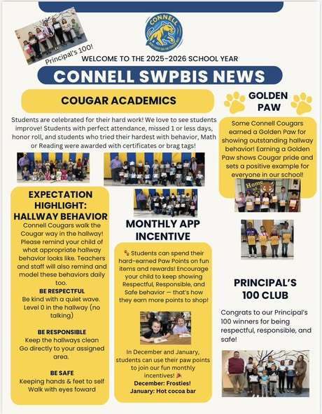 A flyer with Connell SWPBIS News.