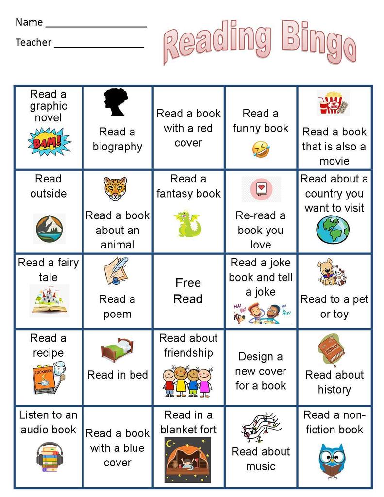 reading bingo sheet