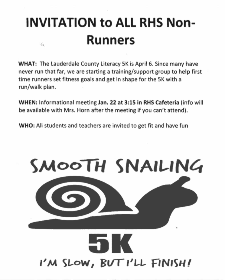 Non-Runners at RHS are invited to join us for an informational meeting Jan 22nd