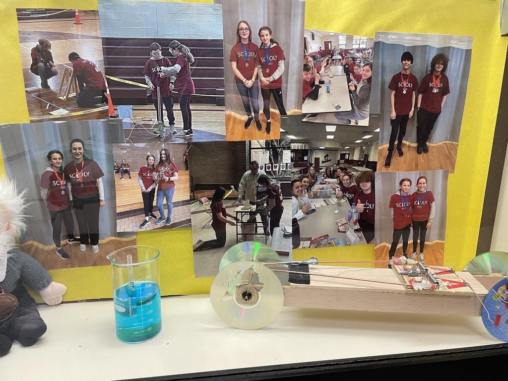 Image of a display case with Einstein and a car. 