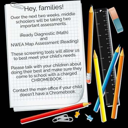 A message for families about testing coming up.