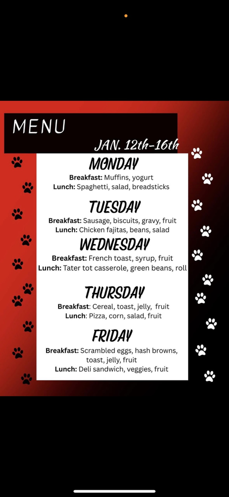 menu January 12, 2026