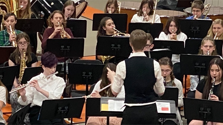 Our student teacher, Mr. Futrell, leading the 7th grade band.