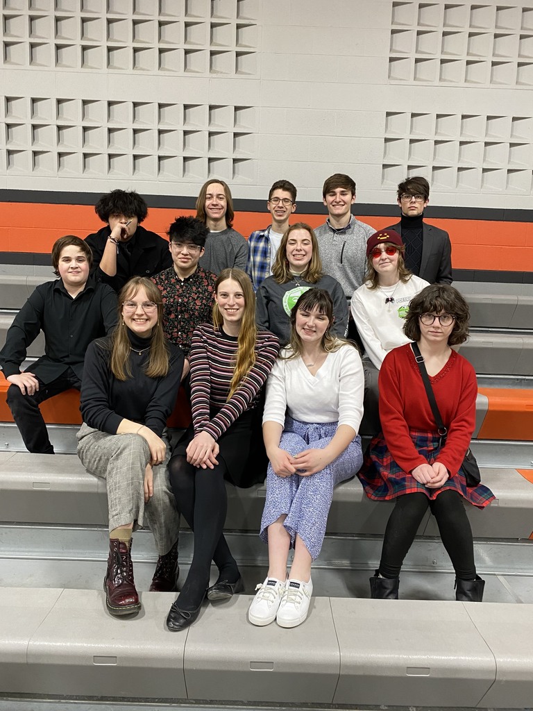Mid-Prairie Individual Events Speech Team: front row, l-r: Terra Richardson, Olivia Caskey, Avery Slaubaugh, Emily Righter. Second Row: Logan McClellen, Daniel Rodgers, Avery Frede, Isadora Goode. Back row: Diego Ayala, Haydon Bailey, Jacob Carrillo, Jack Greiner, Alexander Burnham