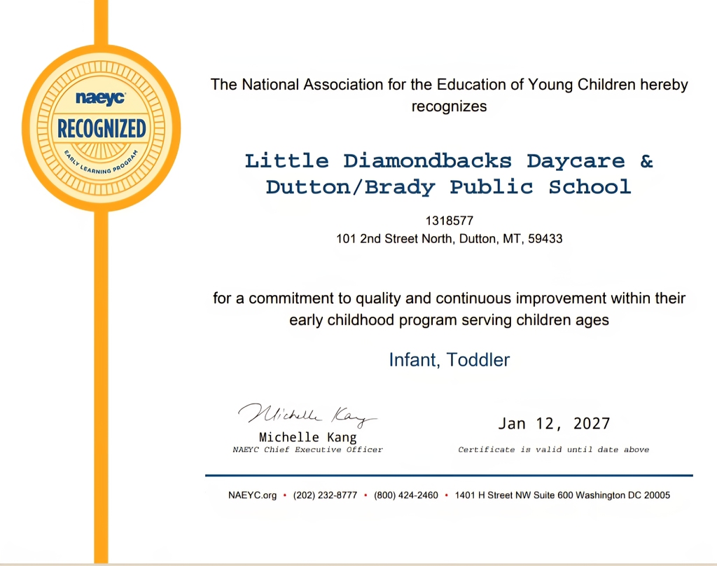 NAEYC recognizes Dutton-Brady School and Daycare.
