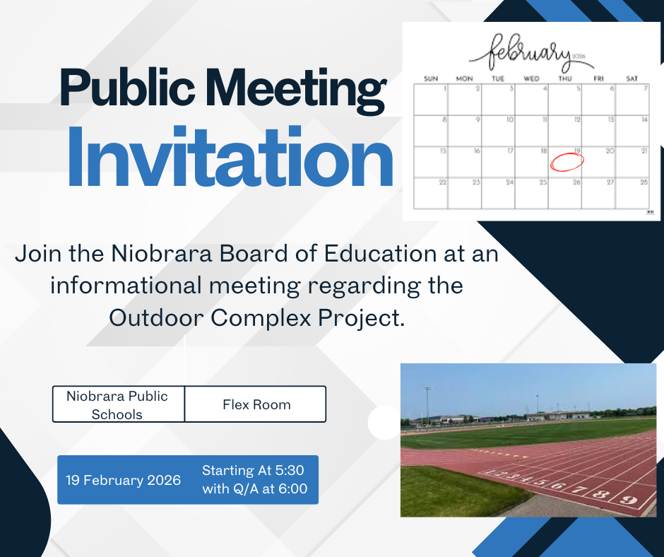 Outdoor Complex Project Meeting Invitation February 19th at 5:30 p.m. at Niobrara Schools