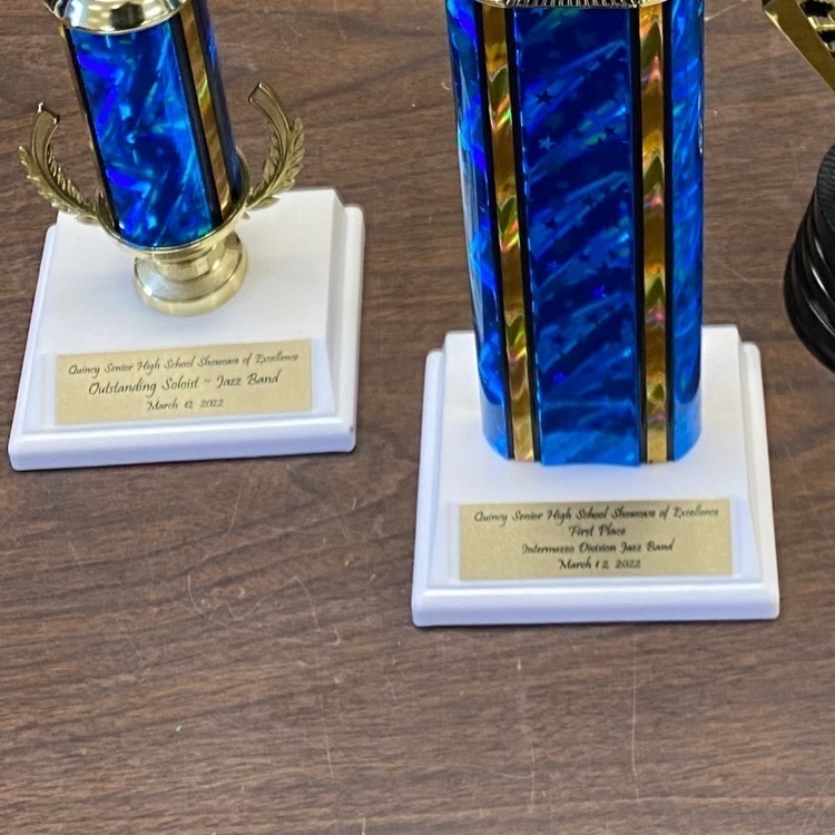 Highland Jazz Ensemble Trophies from the 3/12/22 contest.