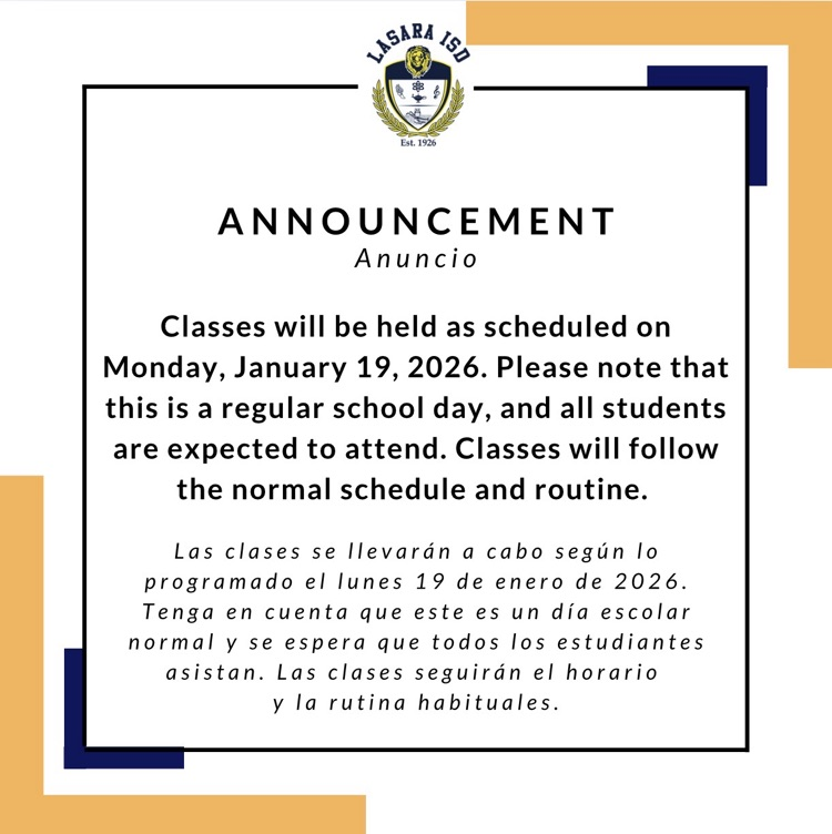 Classes will be held on Monday, January 19th.