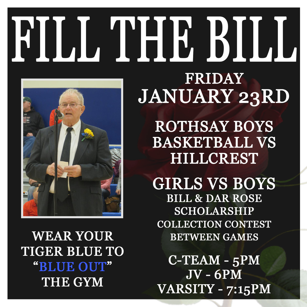 Fill the Bill picture and information about the game time on Friday.