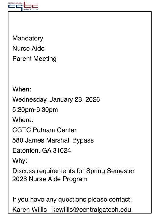 Nurse Aide Parent Meeting