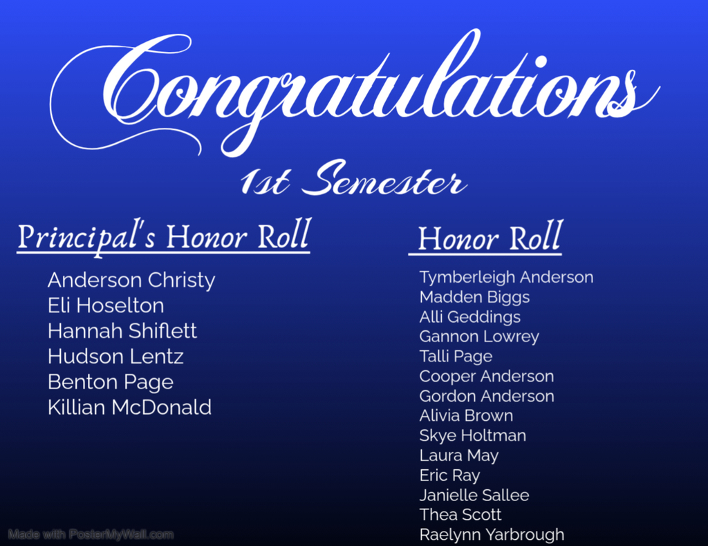 1st semester honor roll