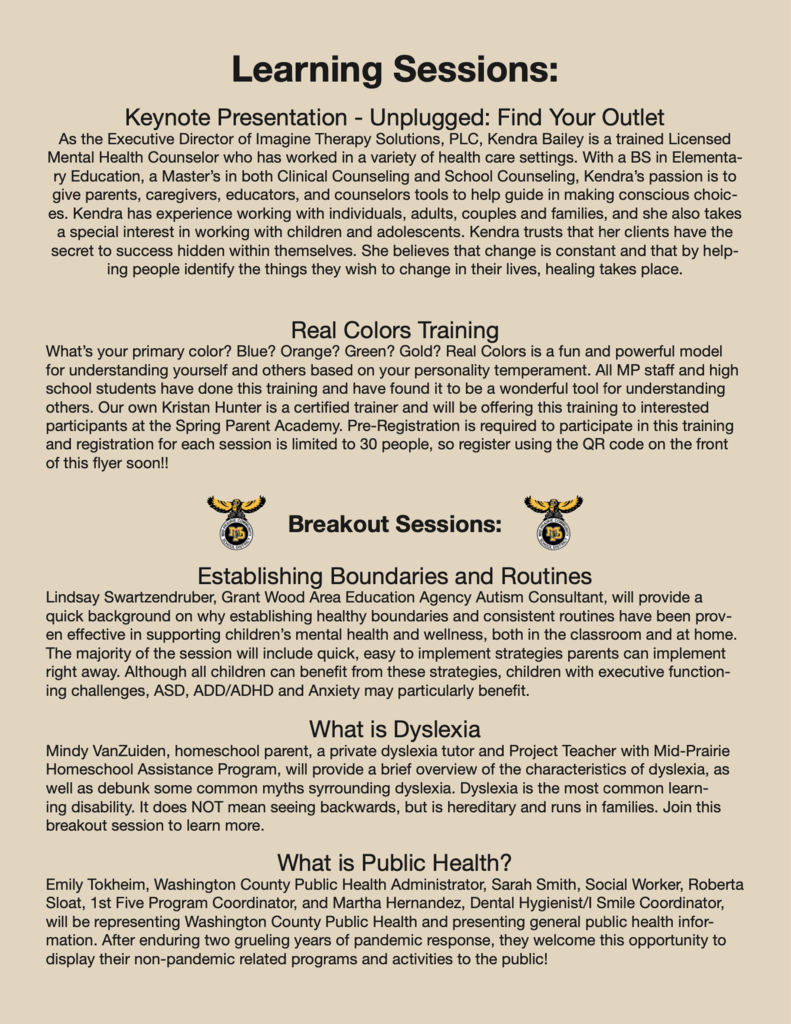 Family academy presentation information