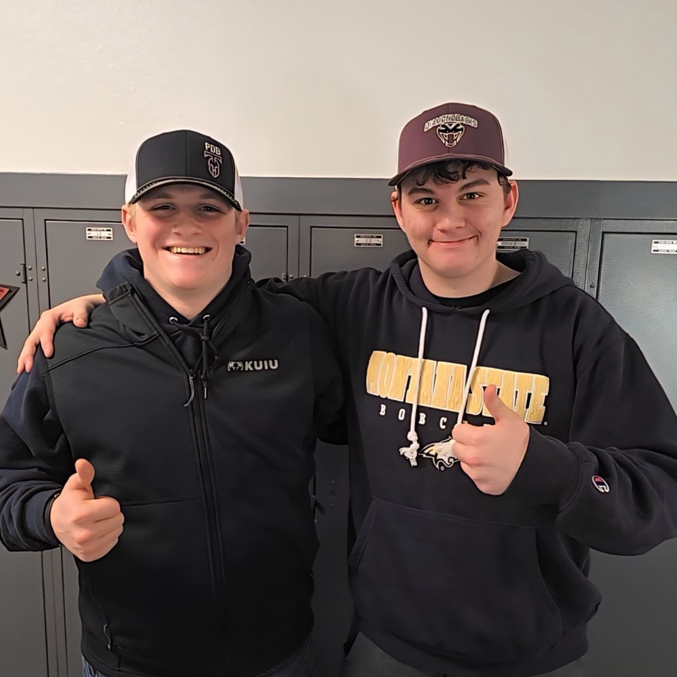 Isaiah and Gauge sporting some school swag