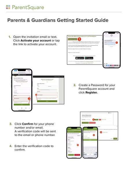 Graphic for parents and guardians getting started with parent square. 