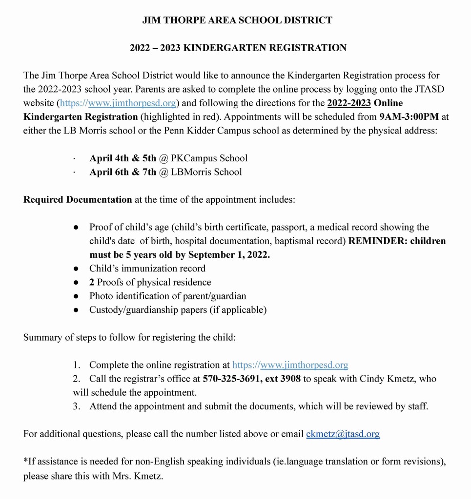 2022-2023 KDG Registration Announcement