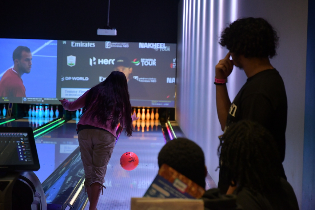 students bowling
