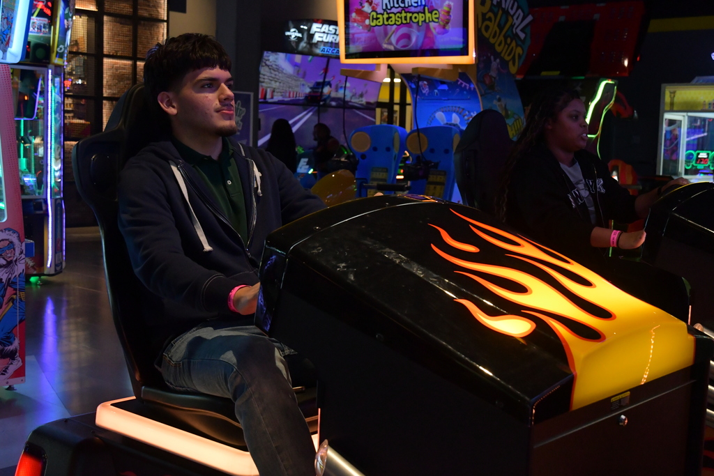 boy playing racecar game