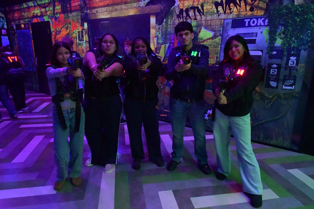 students playing laser tag