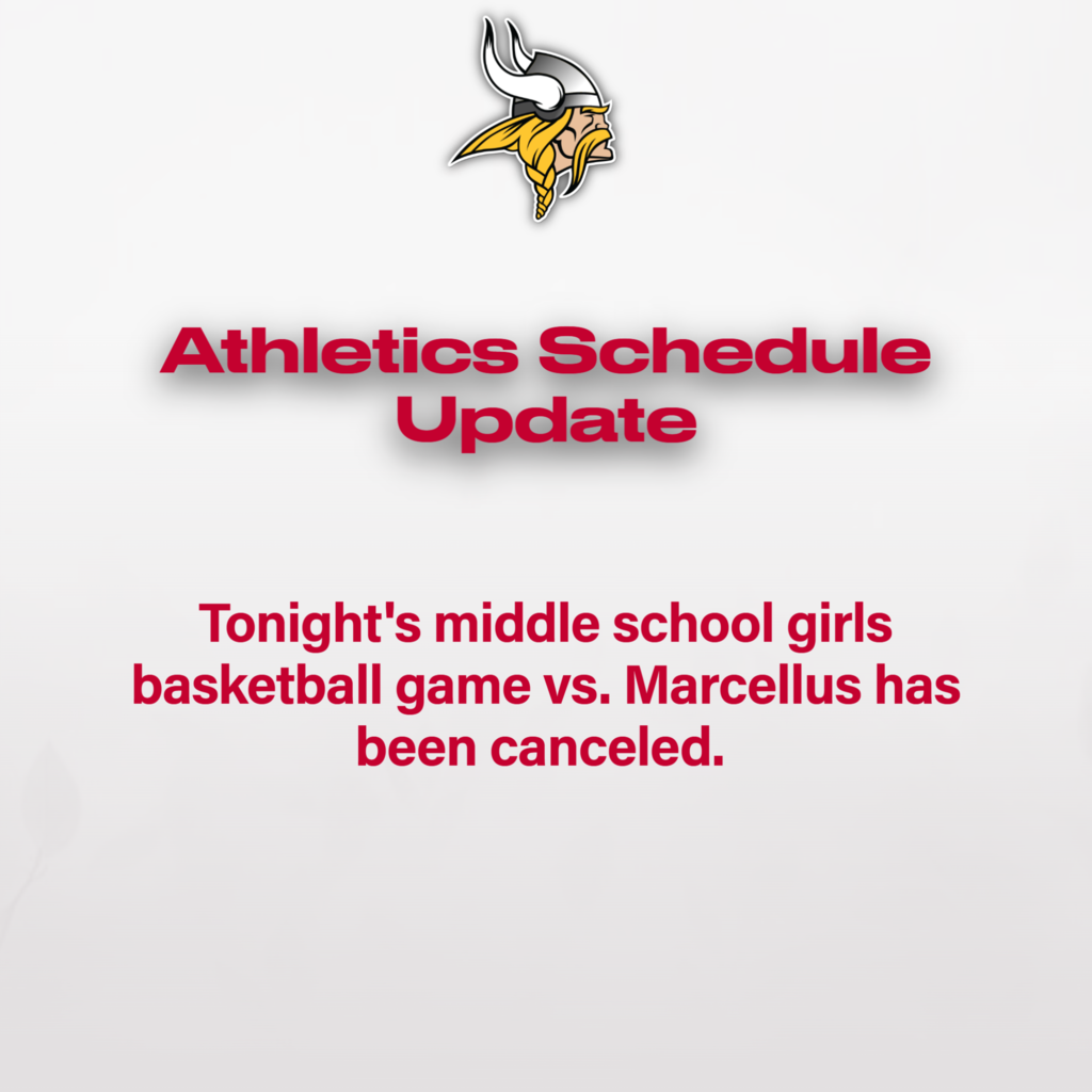 White image with red words and a Viking logo.