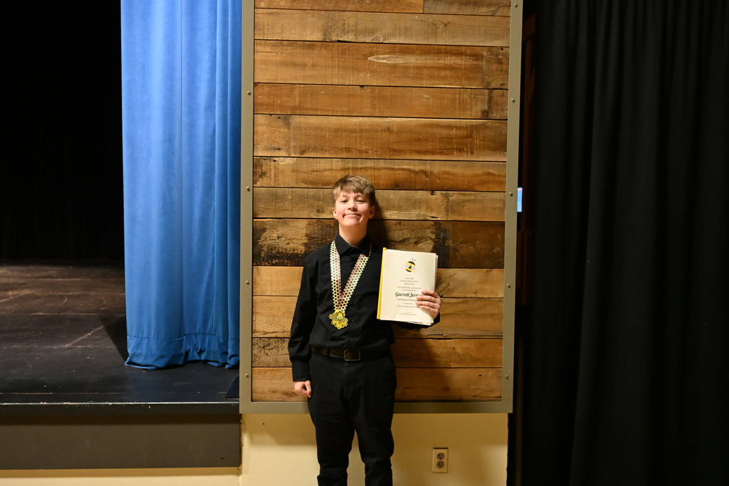 Garrett Jerger with his medal.