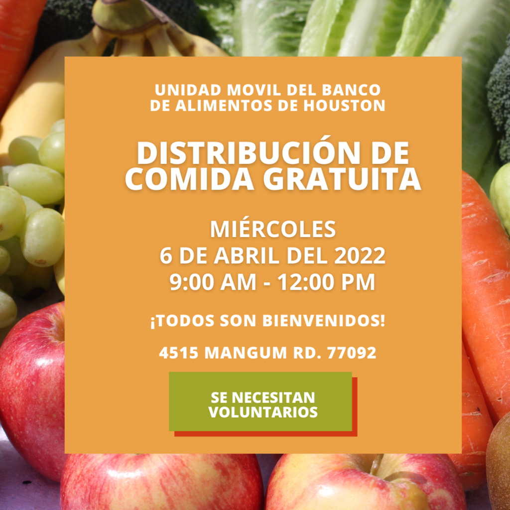 Announcement about a free food distribution in Spanish