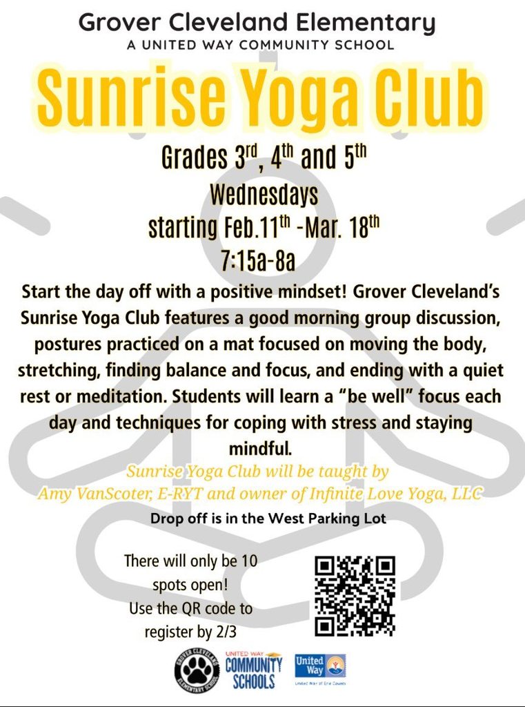 Sunrise Yoga Club Flyer.