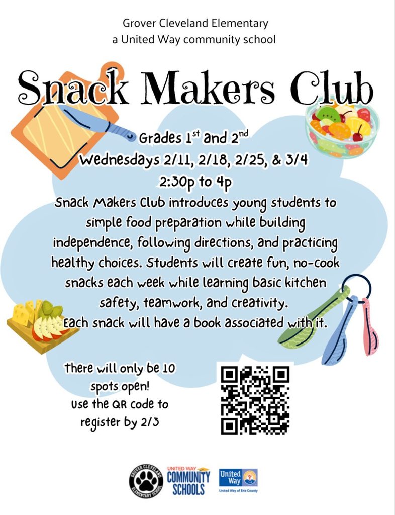 Snack Makers Club Flyer.