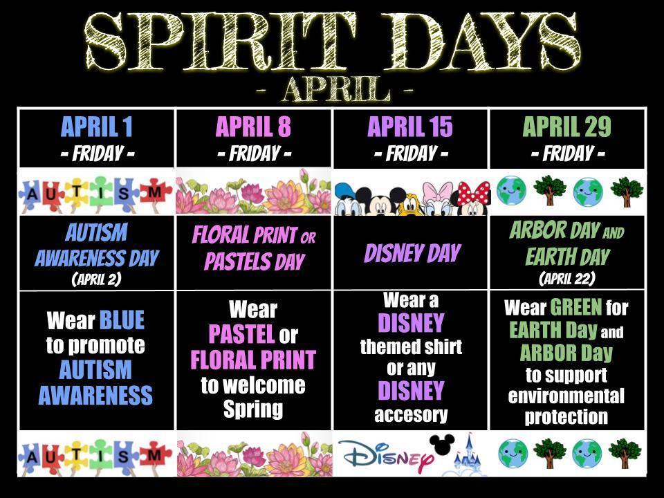 April Spirit Days 2022