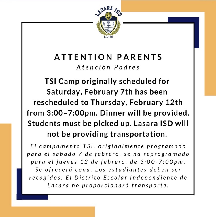 TSI Rescheduled